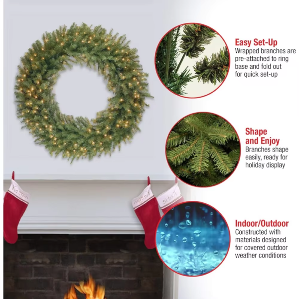 Pre-Lit Artificial Christmas Wreath