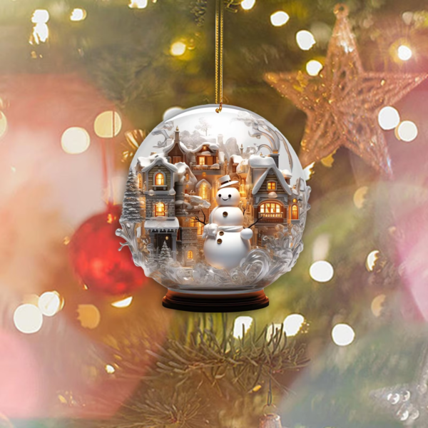 Christmas Snowman Crystal Globe Ornament